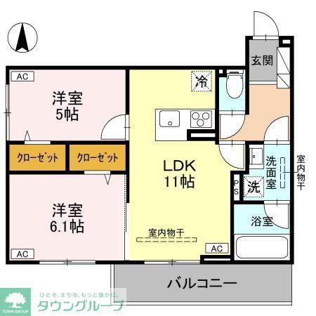 エリシアガーデン(2LDK/3階)の間取り写真