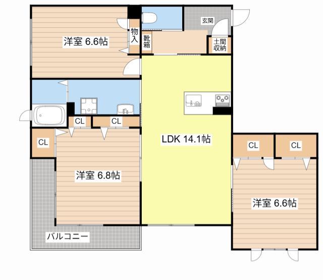 ジラソーレ(3LDK/3階)の間取り写真