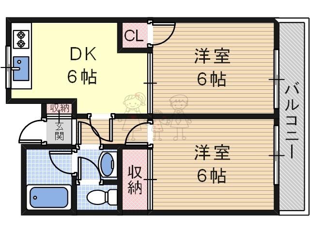 サザンクロス静(2DK/1階)の間取り写真