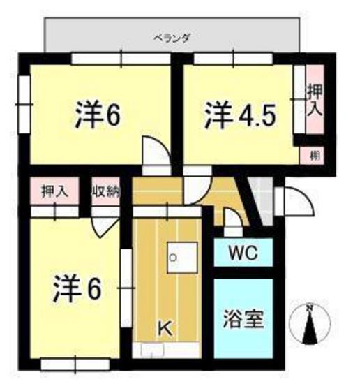 伊福サンコーポ(3DK/3階)の間取り写真