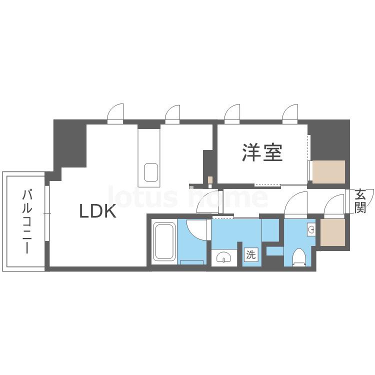 ザ・パークハビオ谷町六丁目クロス(1LDK/3階)の間取り写真