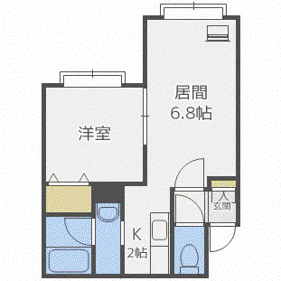 サンテミリオン(1LDK/2階)の間取り写真