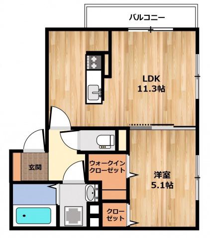 D-ROOM五日市(1LDK/1階)の間取り写真