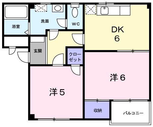 ルミエール大田(2DK/1階)の間取り写真
