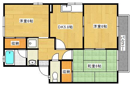 セジュール大町A棟(2LDK/2階)の間取り写真