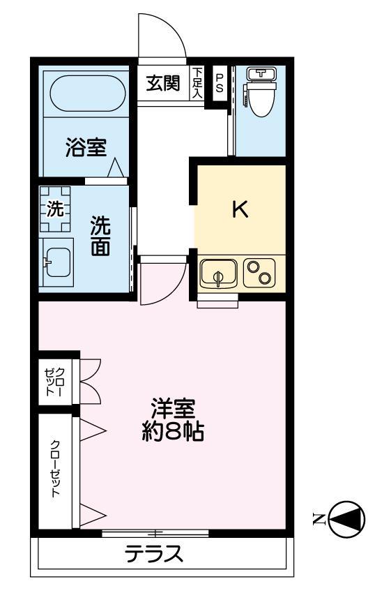 アジュール I(1K/1階)の間取り写真
