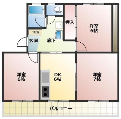 メゾンドールFUJI(3DK/3階)の間取り写真