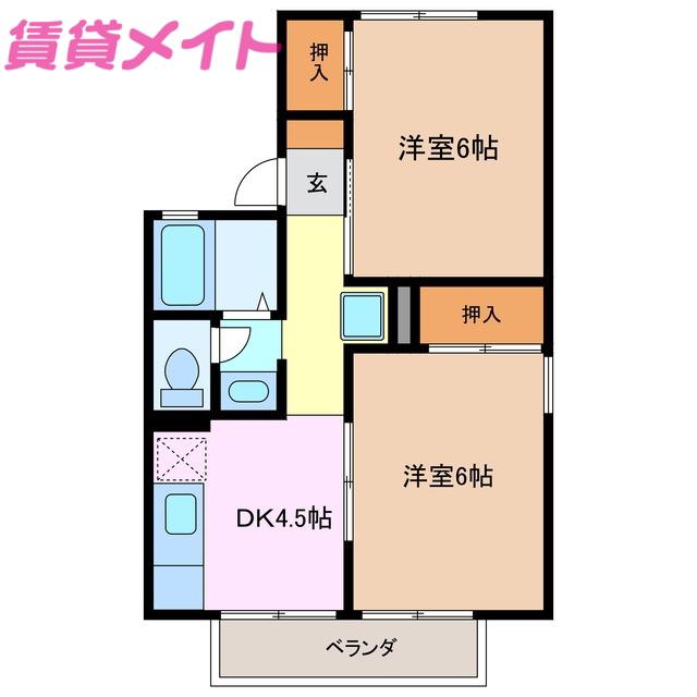セジュールアトム(2DK/2階)の間取り写真