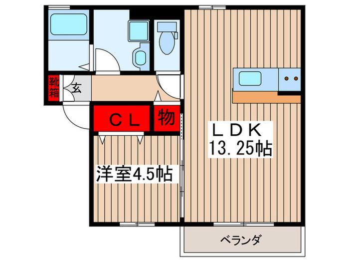 エスポワールA(1LDK/2階)の間取り写真