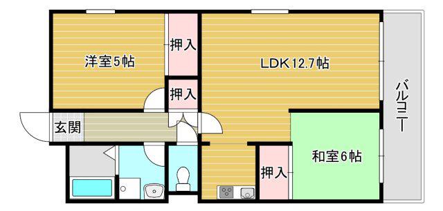 ハイム上福島(2LDK/11階)の間取り写真
