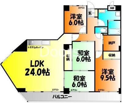 グレースガーデン岡山(4LDK/8階)の間取り写真