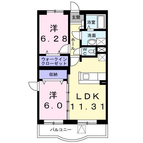 プロムナードベル(2LDK/1階)の間取り写真