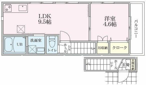 ラ・メホール・カサ(1LDK/2階)の間取り写真