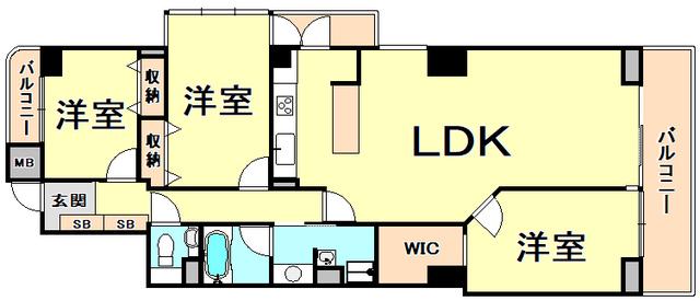 ビクトリアコート夙川(3LDK/3階)の間取り写真
