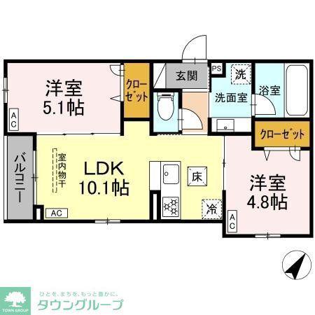 セレスティア綾瀬(2LDK/1階)の間取り写真
