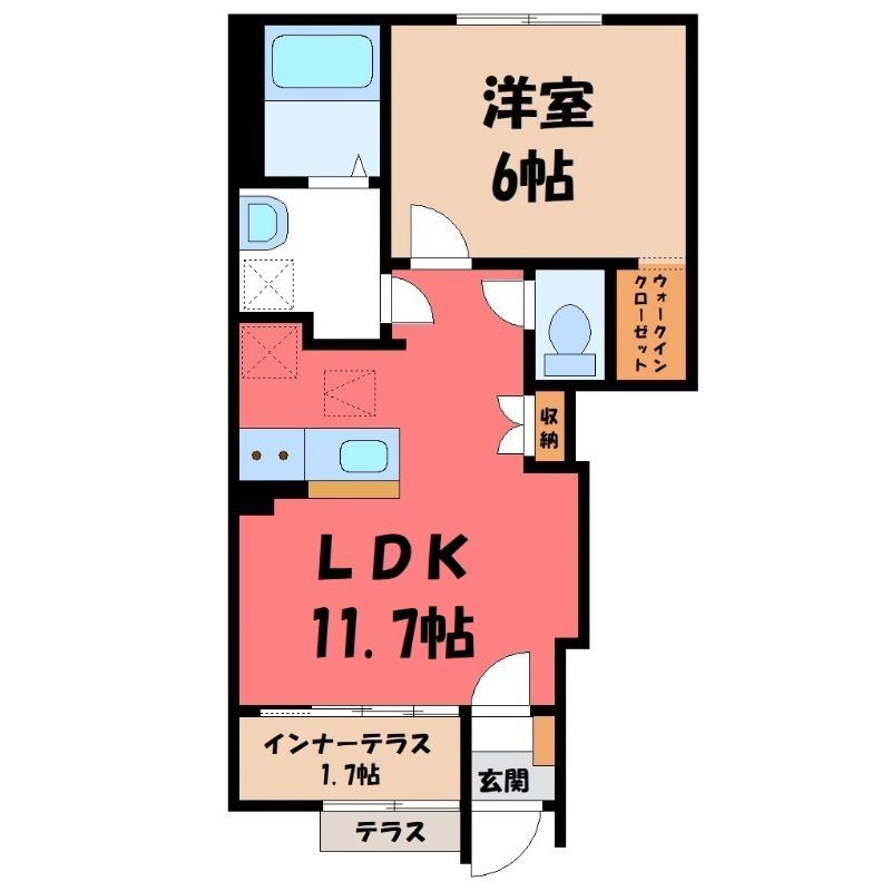 エルシオン(1LDK/1階)の間取り写真