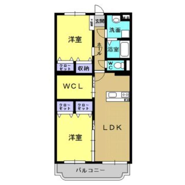 LA VIE BELLE TAKEDA(2SLDK/4階)の間取り写真