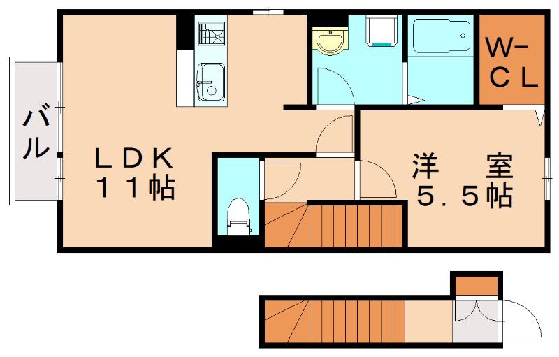 サニーコート(1LDK/2階)の間取り写真