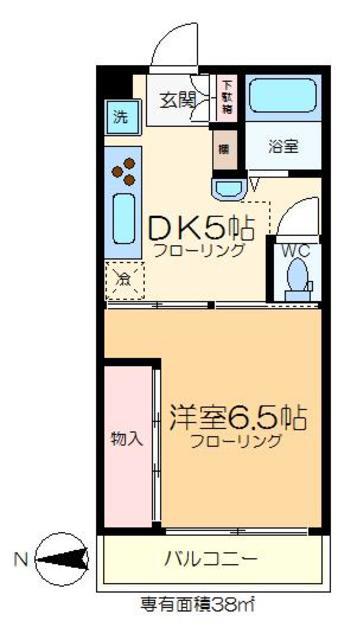 行平ビル(1DK/5階)の間取り写真