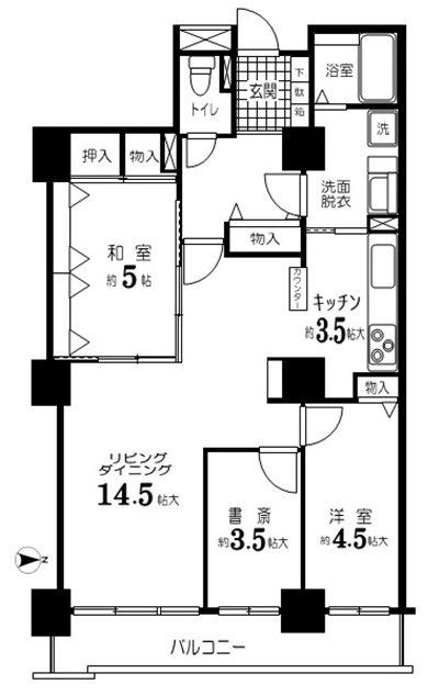 光が丘パークタウンいちょう通東1号棟(2SLDK/5階)の間取り写真