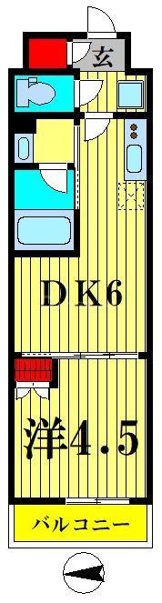 HF曳舟レジデンスイースト(1DK/4階)の間取り写真