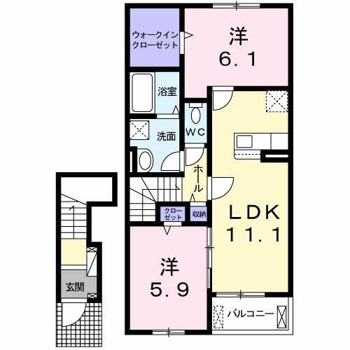 グレイス レジデンス 八街(2LDK/2階)の間取り写真
