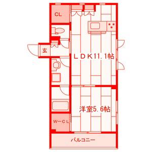 いづみ中央ヒルズ(1LDK/2階)の間取り写真