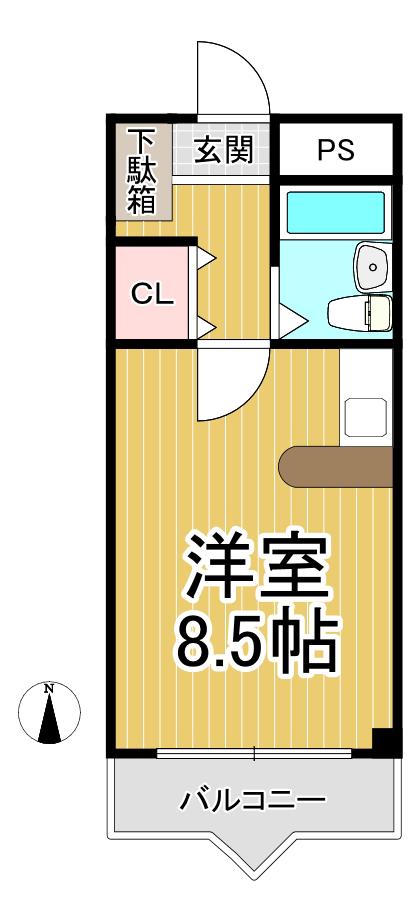 パレスオリーブ(ワンルーム/3階)の間取り写真