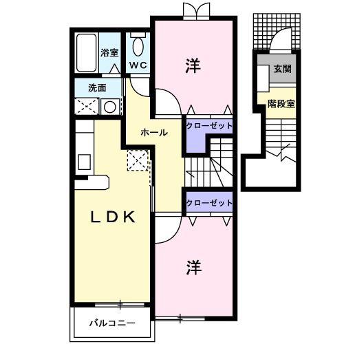 ヴァンクールB(2LDK/2階)の間取り写真