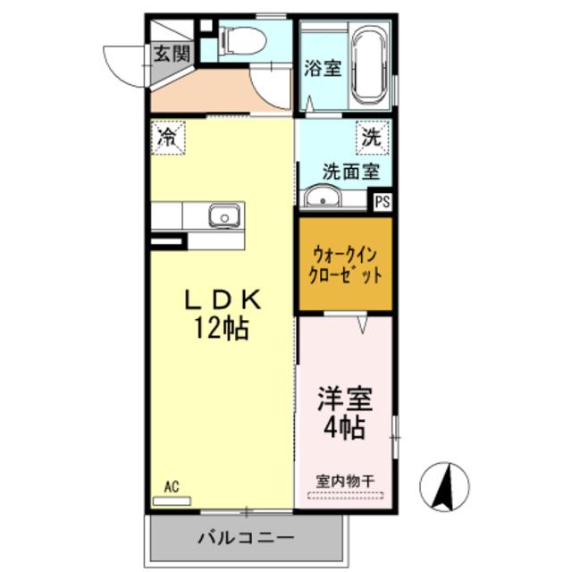 パークサイドカーサ(1LDK/2階)の間取り写真