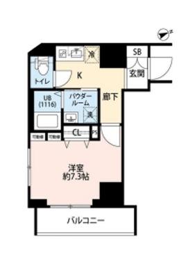 プレール・ドゥーク門前仲町III(1K/4階)の間取り写真