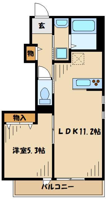 REVEUR HILL(1LDK/2階)の間取り写真