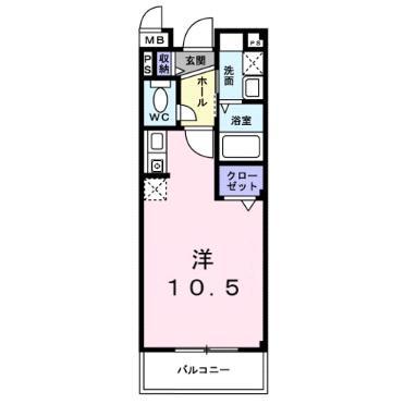 フィールドロード2(ワンルーム/3階)の間取り写真