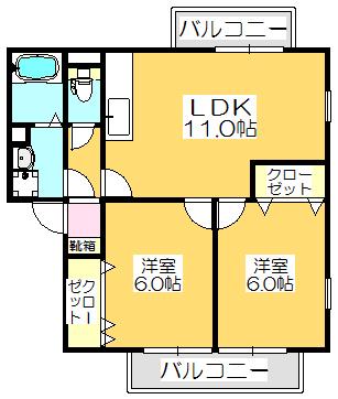 LAAKIIII(2LDK/1階)の間取り写真