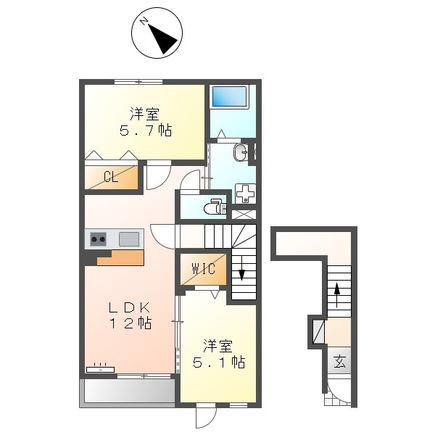 MARIN 春日西(2LDK/2階)の間取り写真
