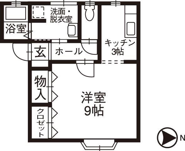 NEW COLOR PINE(ワンルーム/1階)の間取り写真