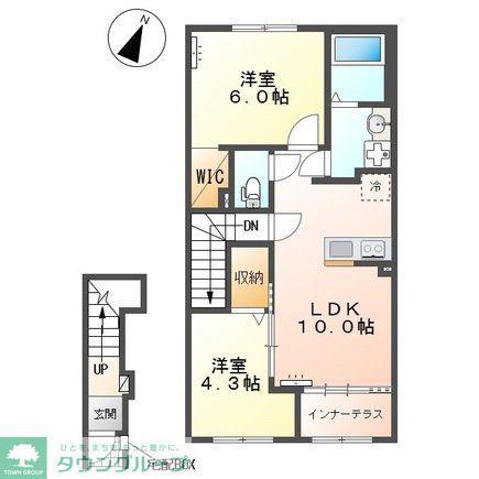東松山市山崎町 アパートV期工事(2LDK/2階)の間取り写真