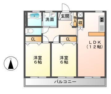 グレイスマルエイ(2LDK/3階)の間取り写真
