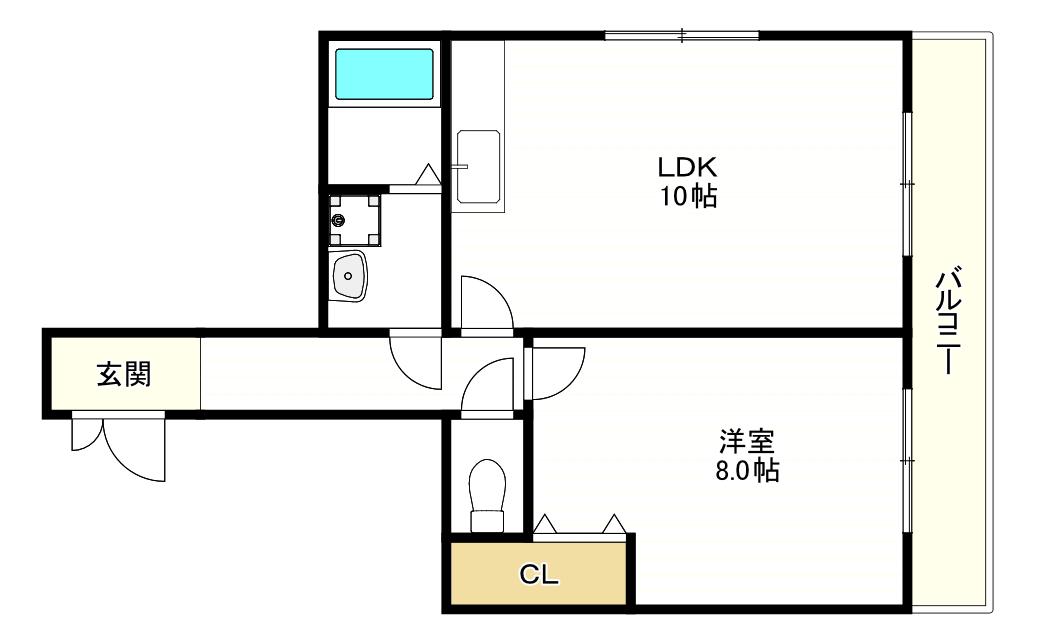 長居グランドマンション(1LDK/9階)の間取り写真