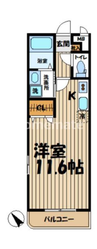 GEMINI(ワンルーム/1階)の間取り写真