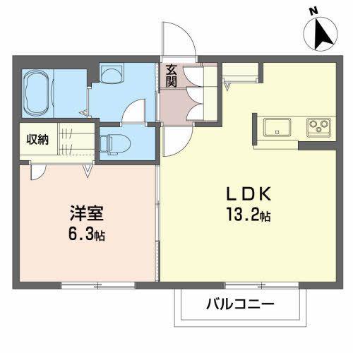 メゾンルチア(1LDK/2階)の間取り写真