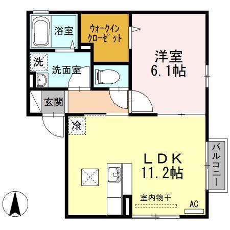 クレール南仙台(1LDK/1階)の間取り写真