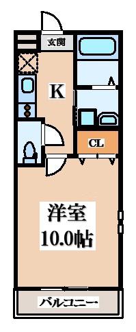 フジパレス忍ケ丘II番館(1K/2階)の間取り写真