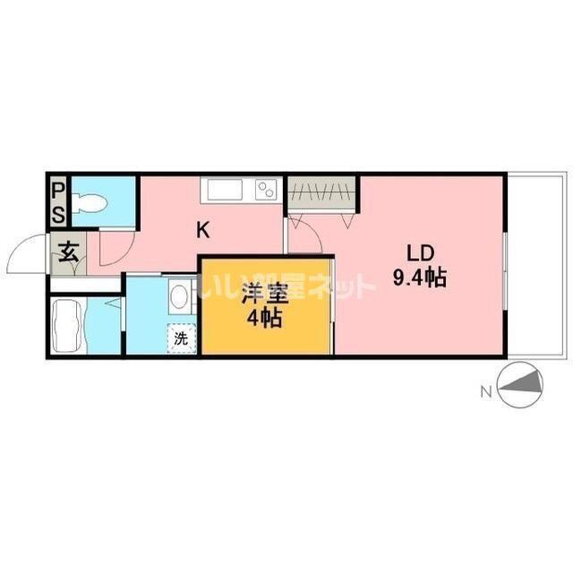 フルーレ・K(1LDK/3階)の間取り写真