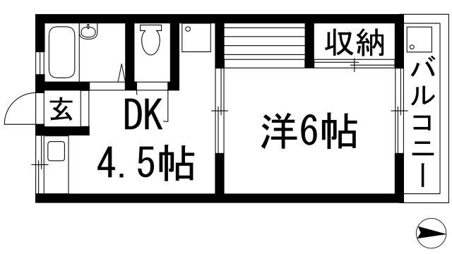 ハイツエアポート(1DK/4階)の間取り写真