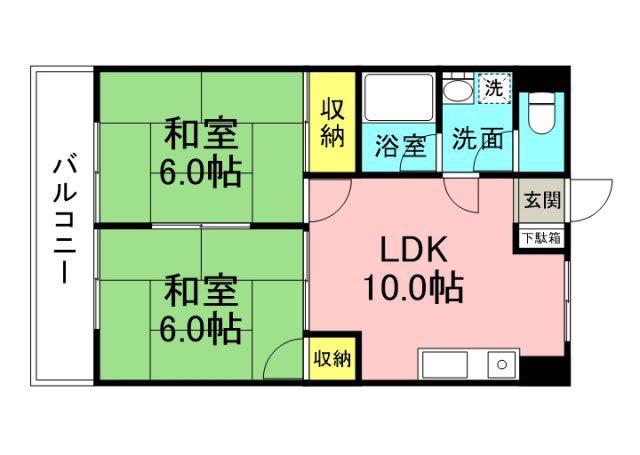 ベル・ファミーユ舟入(2LDK/5階)の間取り写真
