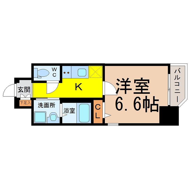 第18金山フクマルビル(1K/9階)の間取り写真