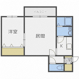 LIVE K・T(1LDK/1階)の間取り写真
