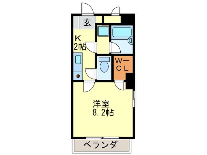 アビタシオン大橋南(1K/4階)の間取り写真