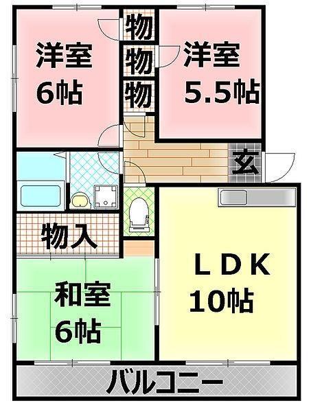 レヂデンスISHII(3LDK/3階)の間取り写真